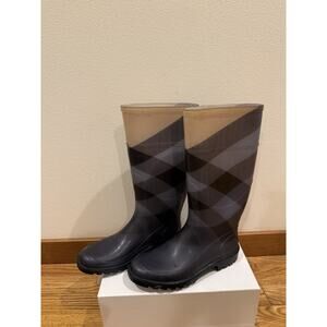 Burberry Check Rubber Marsh Rain Boots 37